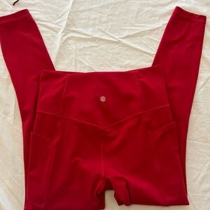 Athleta Red Salutation Stash Tights /Small